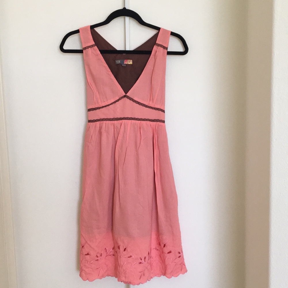 Forever 21 Coral Peasant Dress